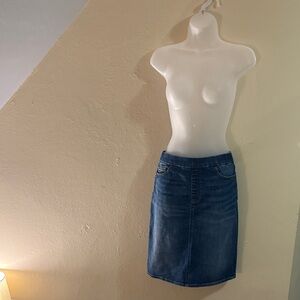 Lands' End Blue Denim Pencil Skirt